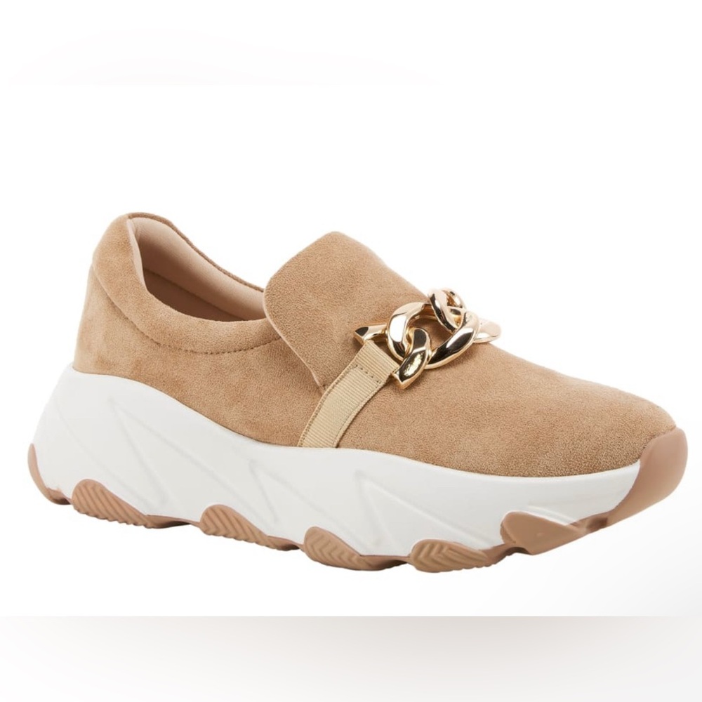 Patrizia Tan Slip-On Sneakers with Gold Accent